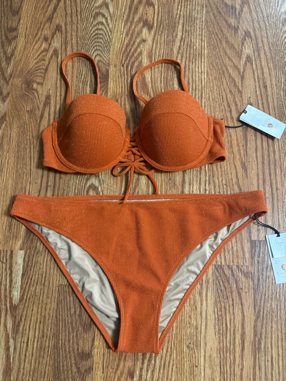 🆕 Shade & Shore Textured Underwire Bikini Set Size L/34C